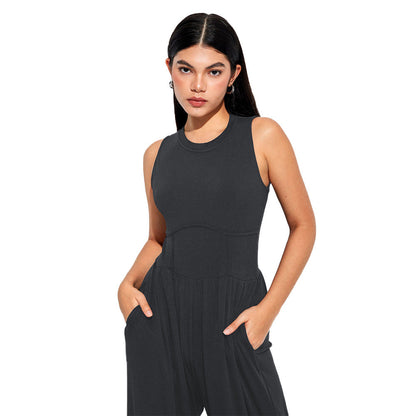 Damen Jumpsuit Hochbund Mit Seitentaschen Norvielle