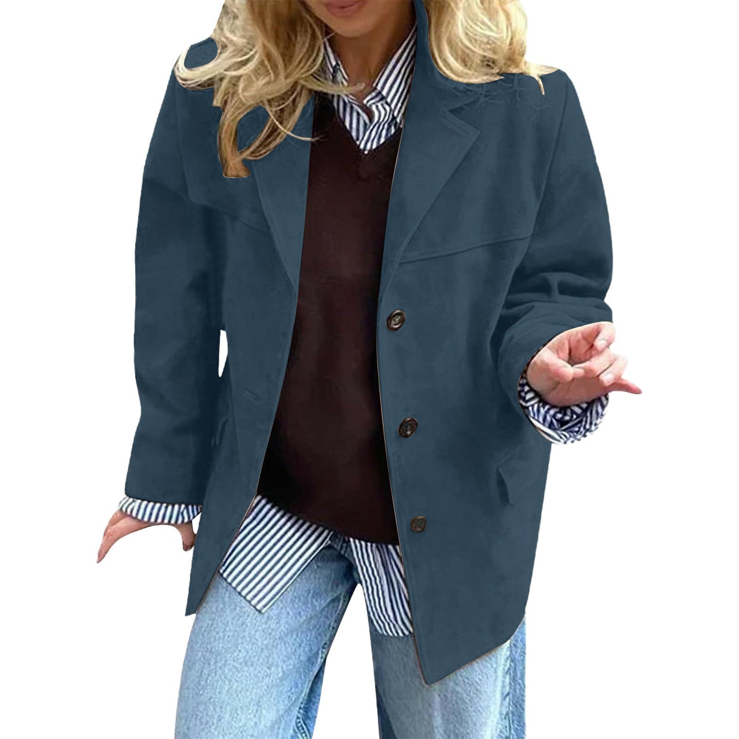 Damen Oversized Blazer Wildlederimitat