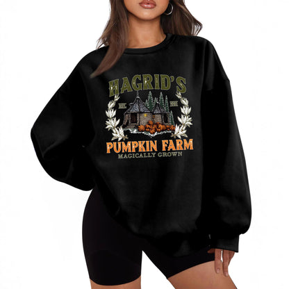 Damen Sweatshirt Rundhalsausschnitt Kürbis-Motiv Norvielle