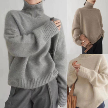 Damen Rollkragenpullover Feinwolle Bequem Norvielle - Norvielle