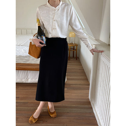 Damen Bluse mit Knöpfen und extravaganten Kragen