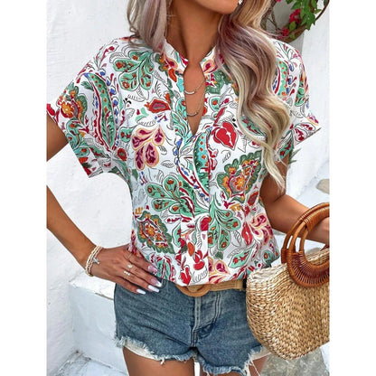 Damen Bluse Floralmuster Luftige Ärmel