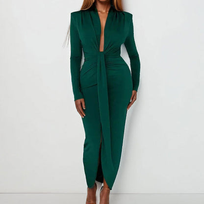Damen Wickelkleid V-Ausschnitt Elegant Schlitz Norvielle