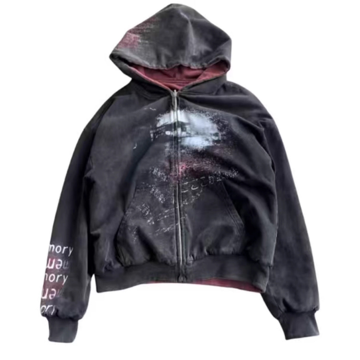 Damen Kapuzenjacke mit Grafikmuster und Seitentaschen Schwarz - Norvielle
