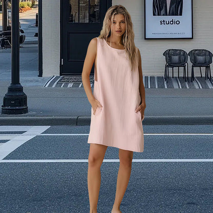 Damen Langarmkleid Lockerer Schnitt V-Ausschnitt Norvielle