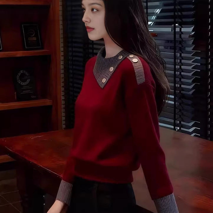 Damen Piqué Pullover mit Knöpfen Norvielle