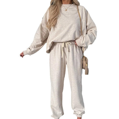 Damen Fleece-Loungewear-Set Weites Design Elastischer Bund