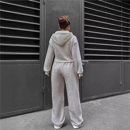 Damen Hoodie-Set Figurbetont Mit Zipper Details