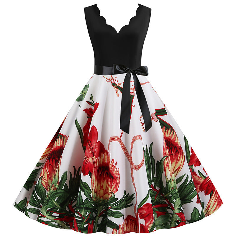 Damen Midikleid Blumendruck A-Linie Norvielle - Norvielle