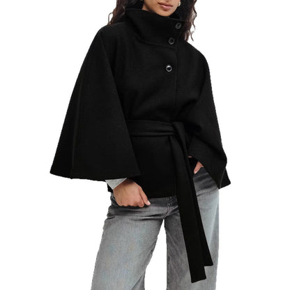 Damen Wendejacke Warm Hochkragen Bindegürtel Norvielle
