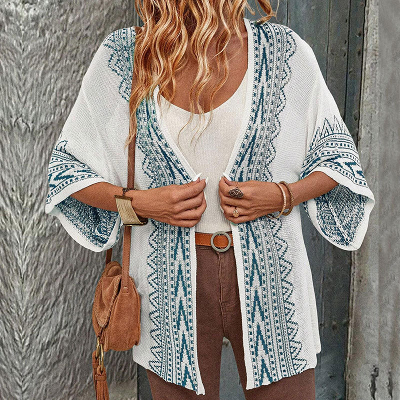 Damen Strickjacke Ethno-Muster Weit Norvielle - Norvielle