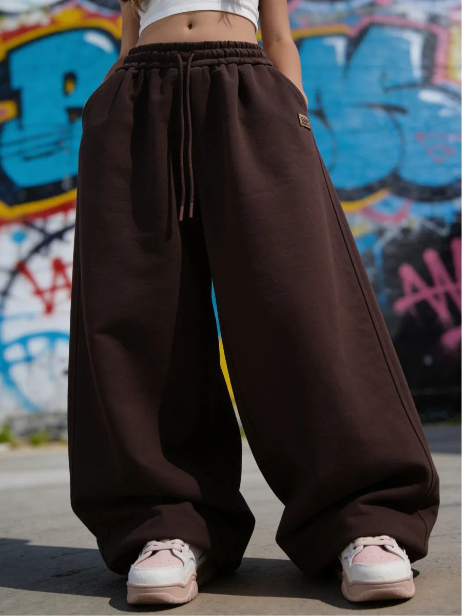 Damen Sweatpants Elastischer Bund Weite Beinpartie