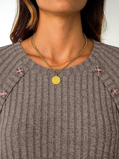 Damen Strickpullover Dekorative Knöpfe Norvielle