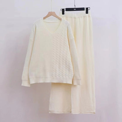 Damen Strickpullover-Set V-Ausschnitt Lose Passform Norvielle