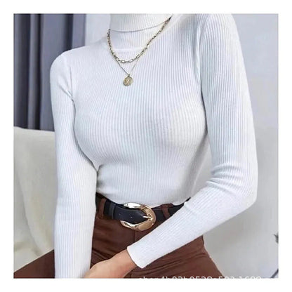 Damen Rollkragenpullover Rippstruktur Langarm Norvielle