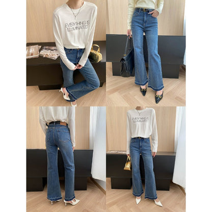 Damen High-Waist Flare Jeans mit Dekor-Nähten