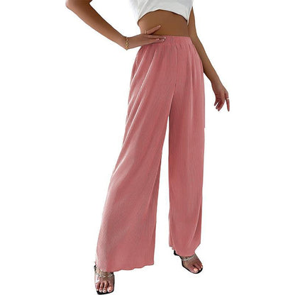 Damen Plissee-Hose Weites Bein Elastischer Bund Norvielle
