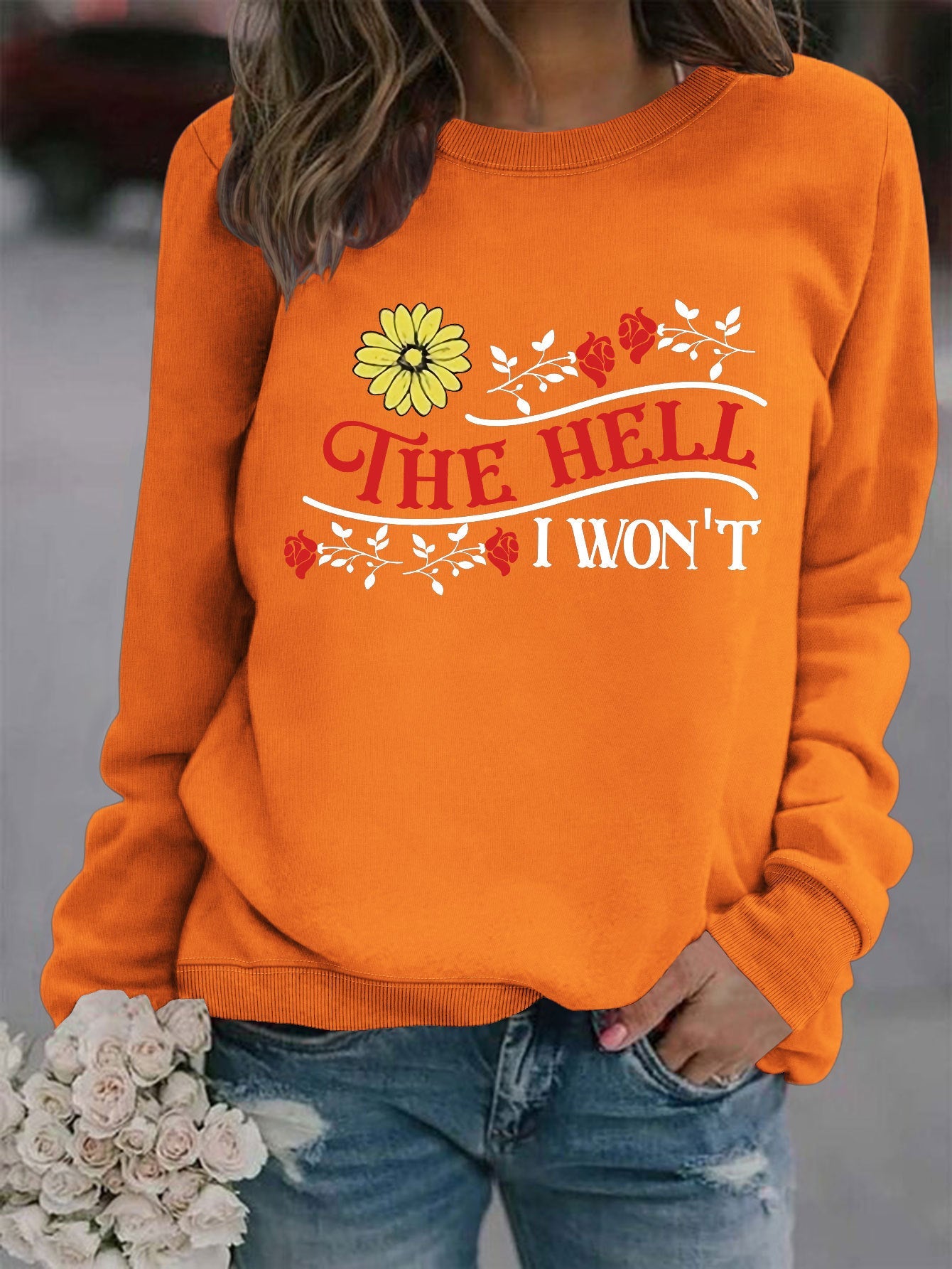 Damen Sweatshirt Verspielt Motiv Bequem Norvielle