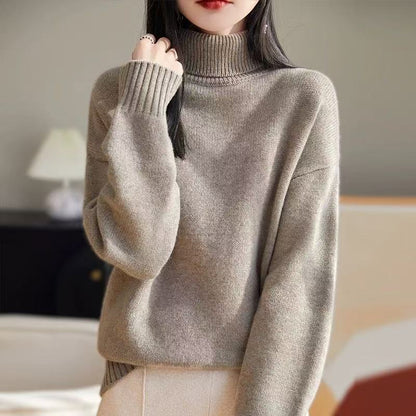 Damen Grobstrickpullover Weiches Material Hoher Kragen Norvielle