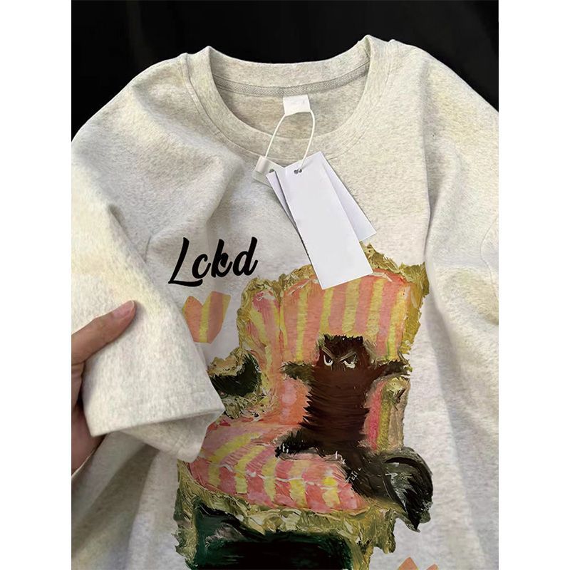 Damen Sweatshirt Katzendesign Humor Schwarz - Norvielle