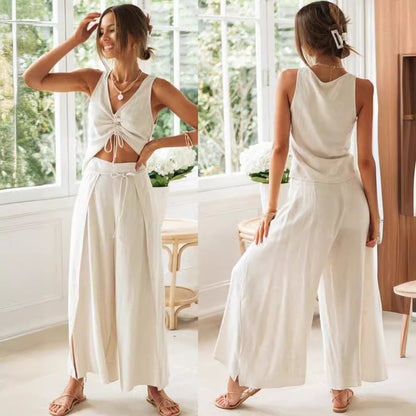 Damen Zweiteiliges Set Cropped Weite Hose Norvielle - Norvielle