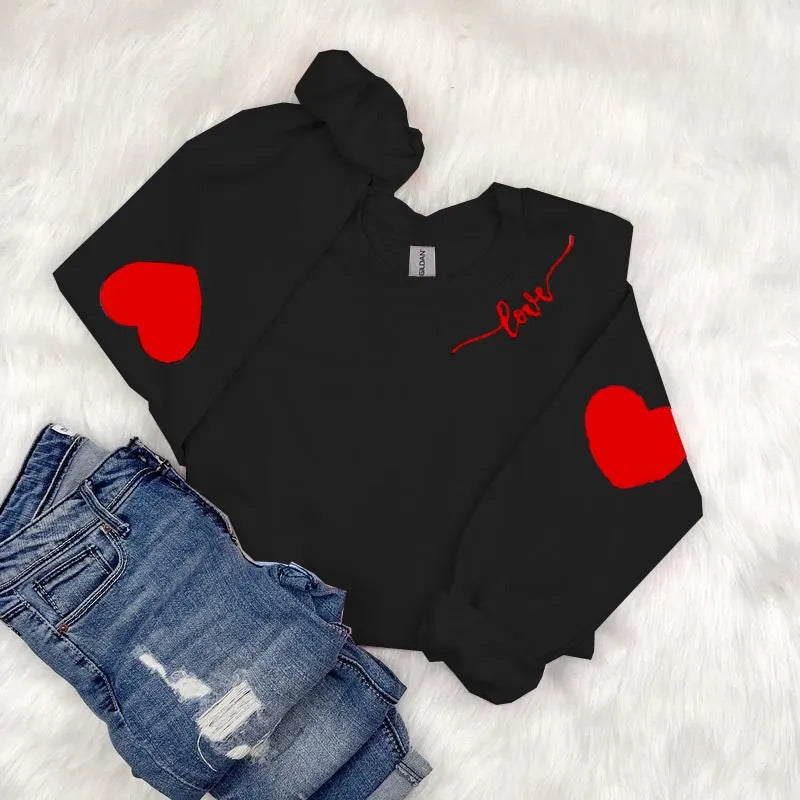 Damen Sweatshirt Herzen-Design Lässiger Schnitt Norvielle