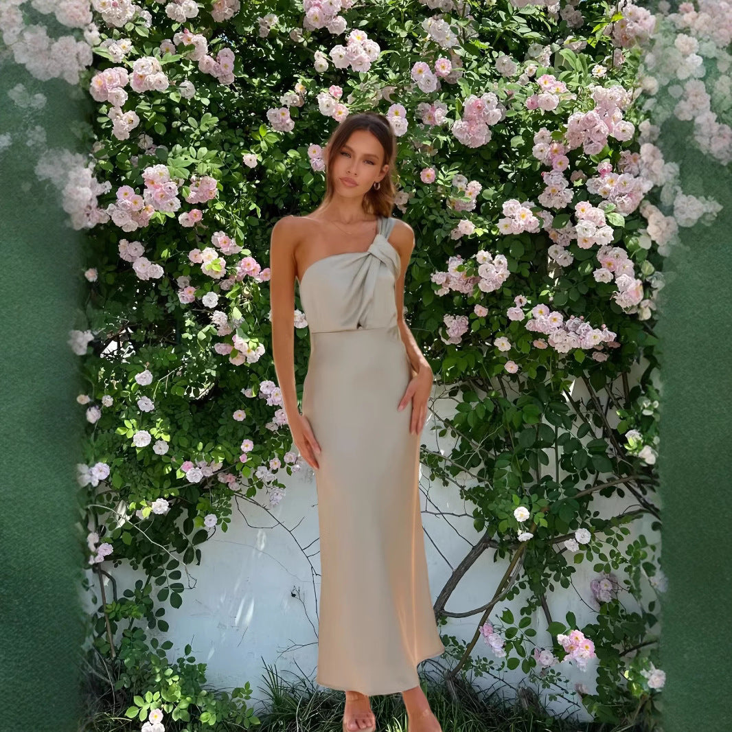 Damen Maxikleid Asymmetrisch Schwingender Saum Norvielle