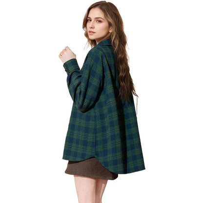 Damen Karierter Overshirt aus hochwertigem Stoff Lässiger Schnitt