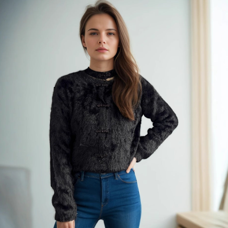 Damen Pullover Hochgeschlossen Kuschelig Norvielle