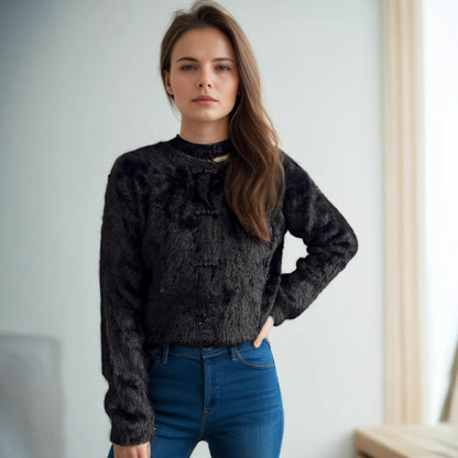 Damen Pullover Hochgeschlossen Kuschelig Norvielle