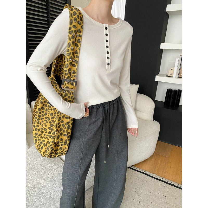 Damen Langarmshirt mit Knopfleiste Bequem Norvielle