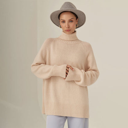 Damen Strickpullover Hochkragen Lässig Norvielle