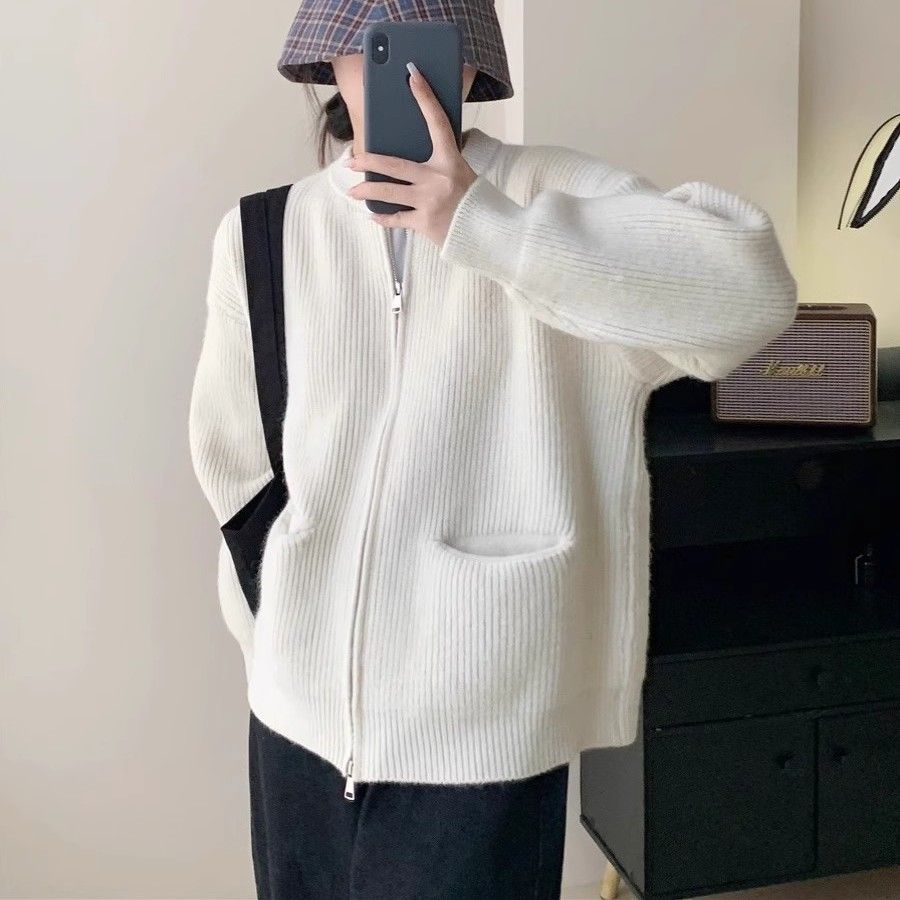 Damen Kuschelige Strickjacke Norvielle Mit Hochkragen