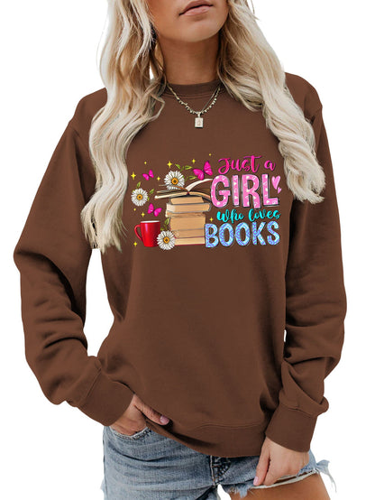 Damen Sweatshirt Buchmotiv Lässig Norvielle