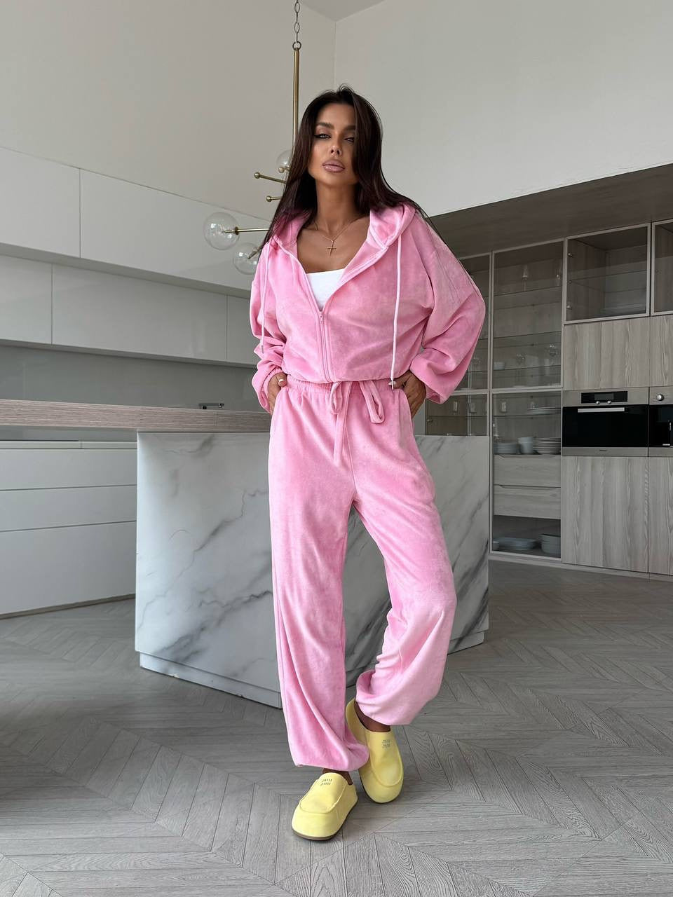Damen Fleece-Loungewear-Set mit Kapuze Weit Schnitt Norvielle