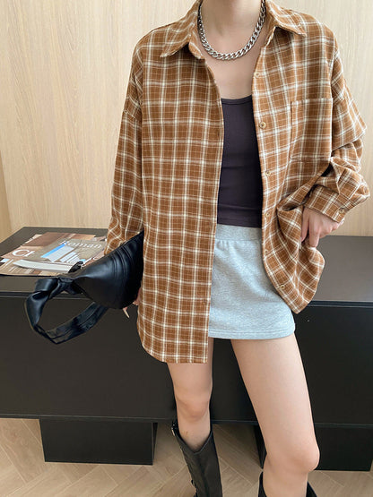 Damen Karobluse Oversized Schnitt Feine Details Norvielle