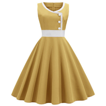 Damen A-Linien Swingkleid mit Knöpfen Norvielle