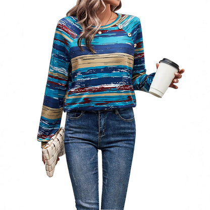 Damen Langarm-Pullover Gemustert mit Knopfdetails Norvielle