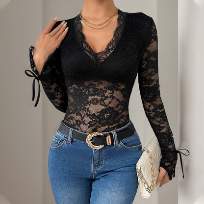 Damen Spitzenbody mit Schnürdetails