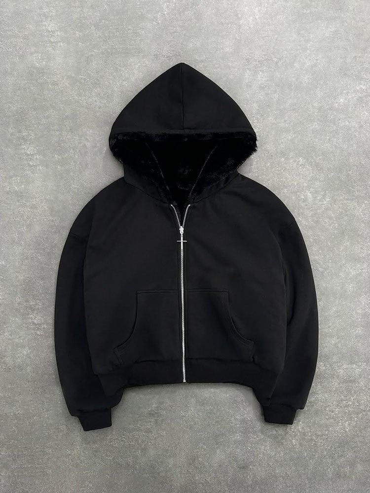 Damen Kapuzenjacke Tierfleece Innenfutter