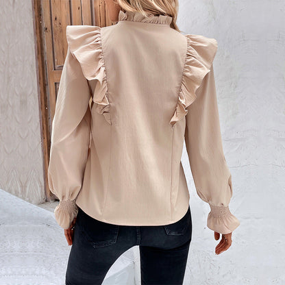 Damen Bluse Rüschendetails Schleifen Ausschnitt Norvielle