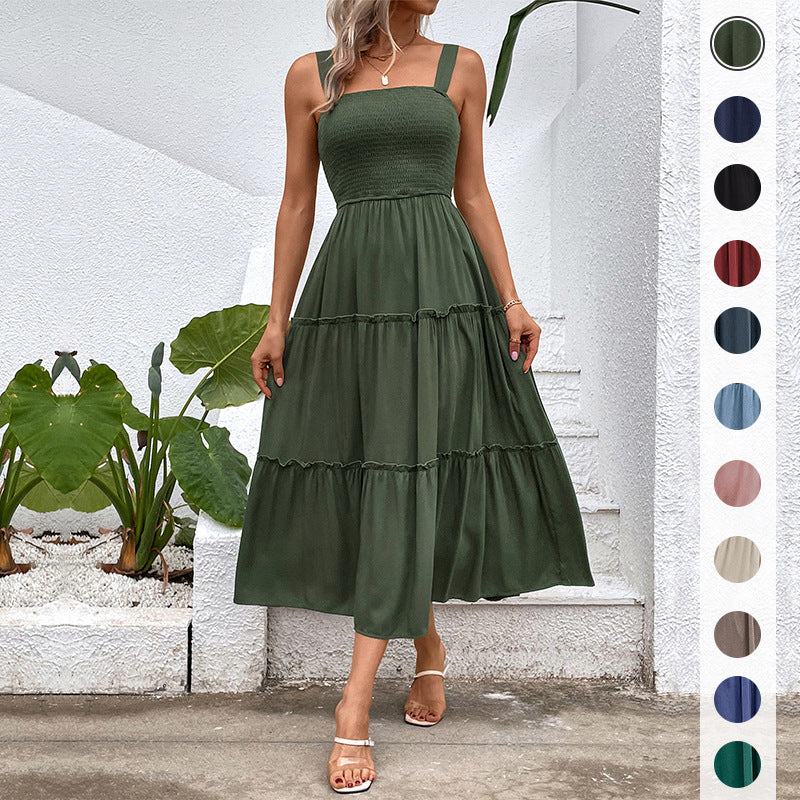 Damen Midikleid Luftige Rüschung Taillierter Schnitt Norvielle - Norvielle