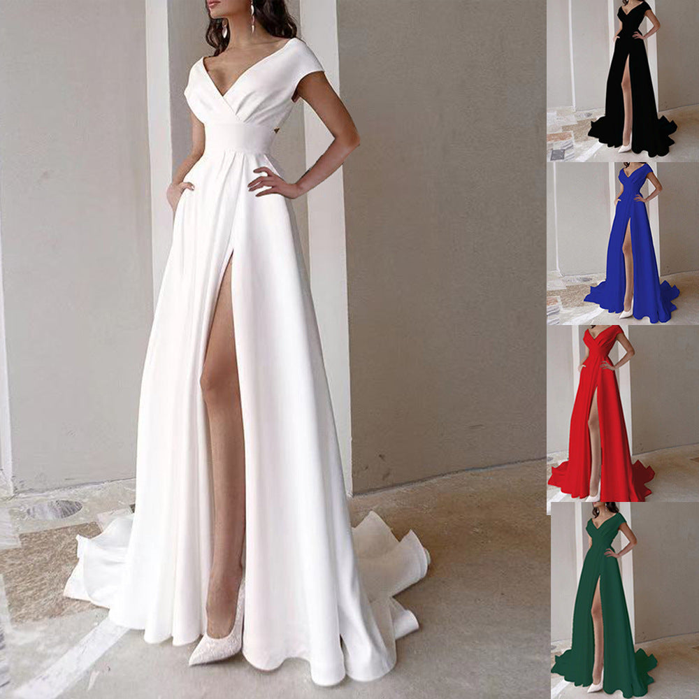 Damen Cocktailkleid V-Ausschnitt Geschwungen Saum Norvielle - Norvielle