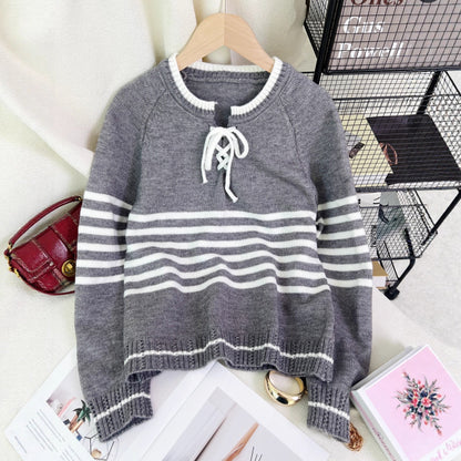 Damen Pullover mit Kordelzug und Streifenmuster Norvielle
