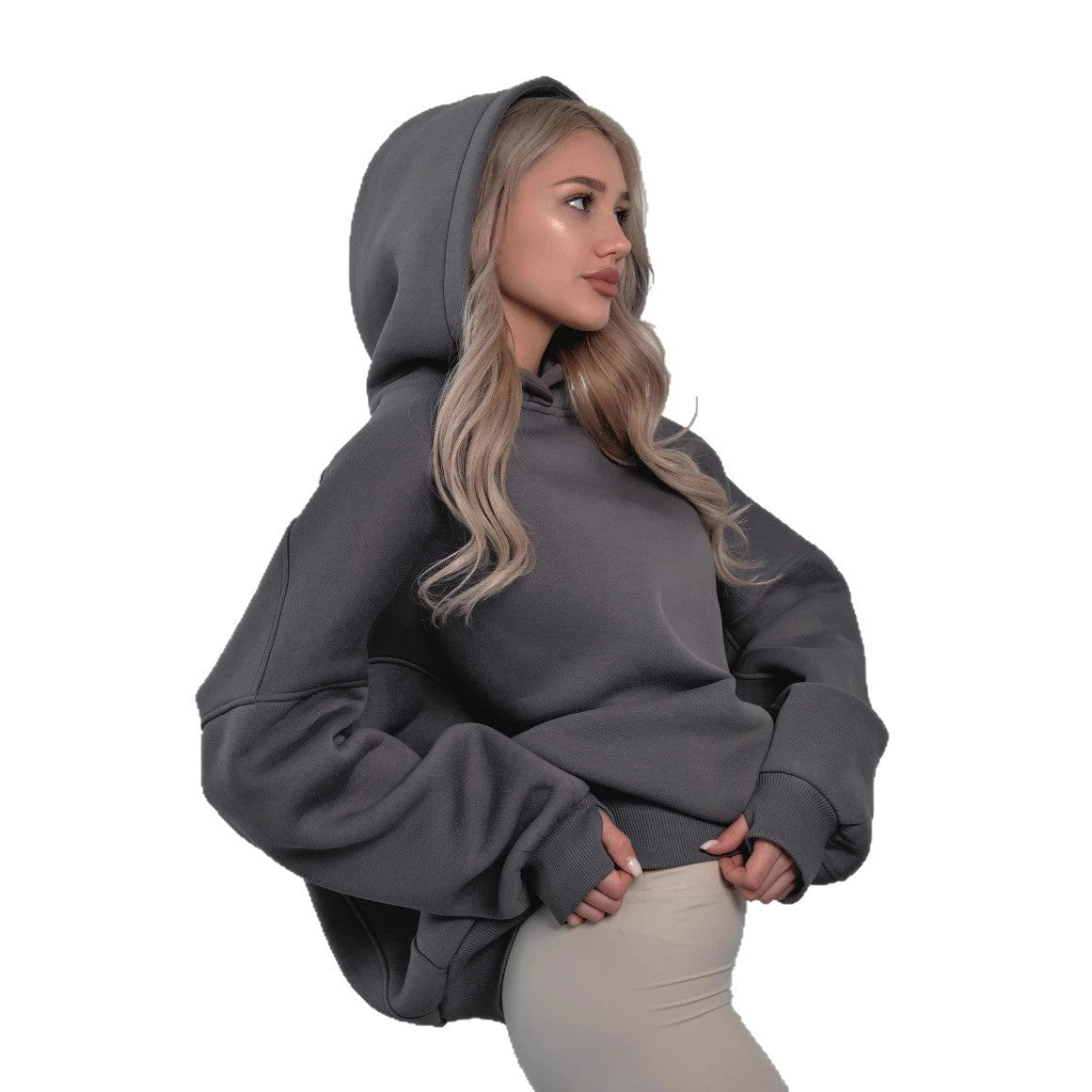 Damen Oversized Kapuzenpullover Drop-Shoulder-Schnitt Norvielle