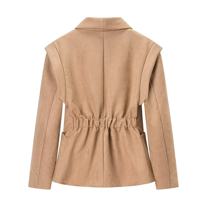 Damen Blazerjacke Wildlederimitat Weich