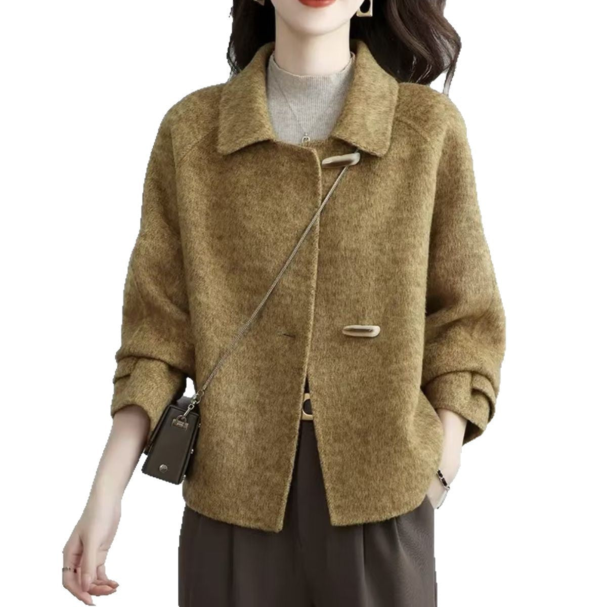 Damen Strickjacke Kuschelig Modern Knöpfe Beige