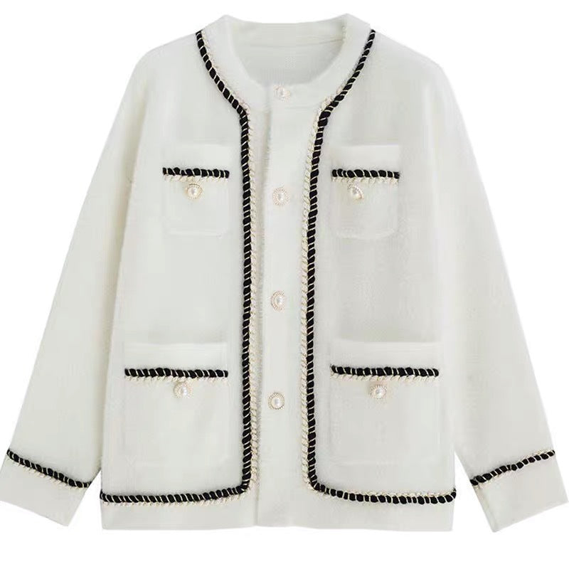 Damen Strickjacke Kontrastdetails Taschen Norvielle