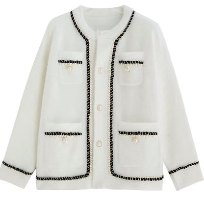 Damen Strickjacke Kontrastdetails Taschen Norvielle