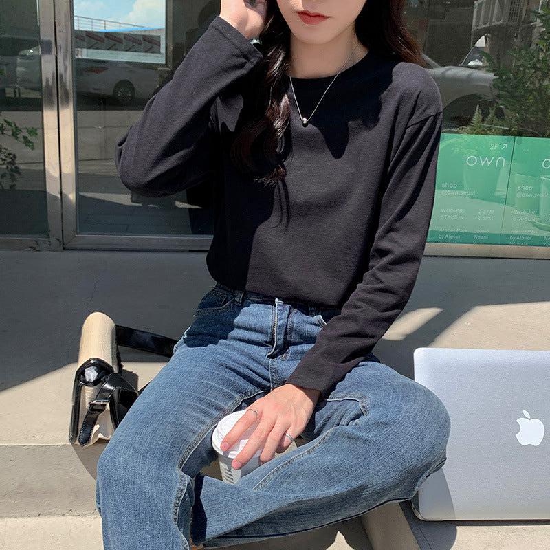 Damen Langarmshirt Klassischer Rundhalsausschnitt Norvielle